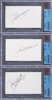 Lot Of (3) Joe DiMaggio Signed 3 x5" Index Cards - JSA CERTIFIED/BGS AUTHENTIC